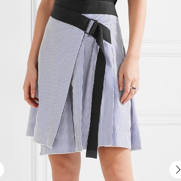 Rag & Bone Lenna Striped Cotton Silk Wrap Skirt 00 - Picture 3 of 12